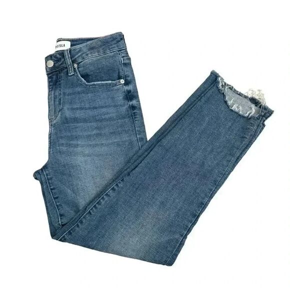 Pistola blue high rise distressed Monroe slim raw jeans 27 #1989 - Picture 6 of 12